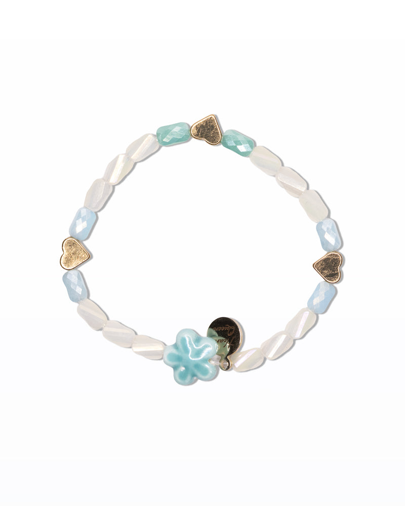 Millefiori – Bracciale con perline vetro e fiore ceramica